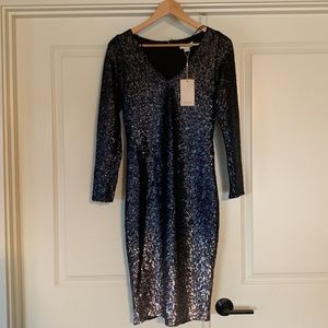 Monsoon Ombré Sequin Midi Dress (navy)
